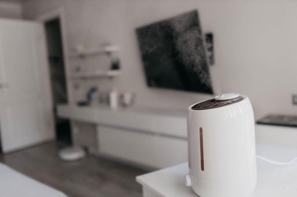 humidifier in the apartment evaporates steam.